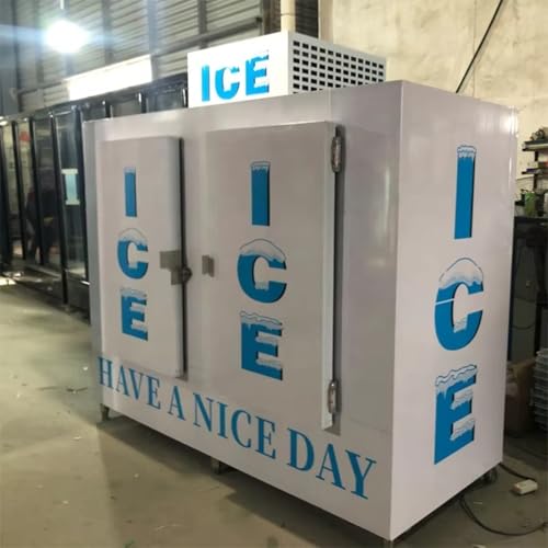 Commercial ice display case - intelligent temperature control, can store 150 bags of ice, weatherproof bagged ice storage freezer with lockable glass door.