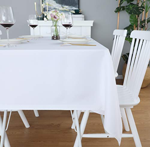 Image of FOLINS&HOME White Rectangle Tablecloth, 52 x 70 Inch Waterproof Table Cloth