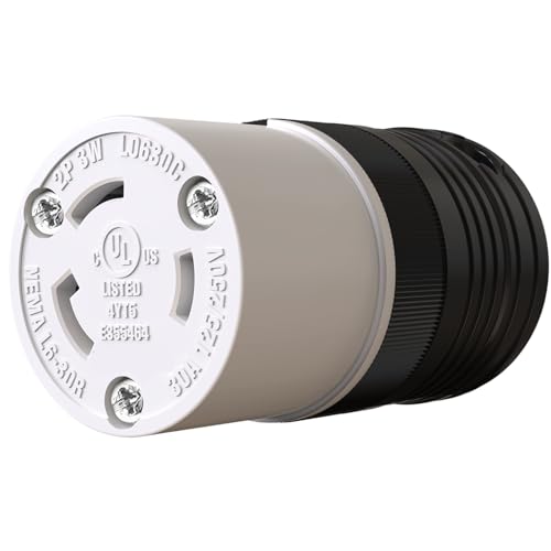 1 Pack NEMA L6-30R Locking Connector, Twist Generator Connectors, 30 Amp 250V 2 Pole 3 Wire Grounding, Female Extension Cord Ends, Industrial Grade Heavy Duty, UL Listed(E355464)