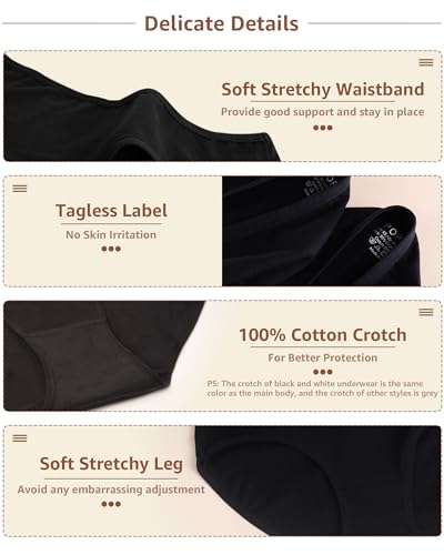 POPKOK Womens Underwear Soft Cotton Hipster Panties Mid Rise Briefs 6 Pack Regular and Plus Size4