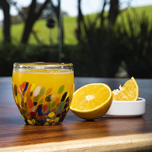 Handmade Con Amor - 9 Oz Hand Blown Mexican Drinking Glasses - Set Of 6, 9 Fl Oz Each, Confetti #TOP2