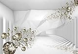 decomonkey Fototapete 3d Effekt Abstrakt 350x256 cm XL Tapete Fototapeten Vlies Tapeten Vliestapete Wandtapete moderne Wandbild Wand Schlafzimmer Wohnzimmer Diamanten Modern