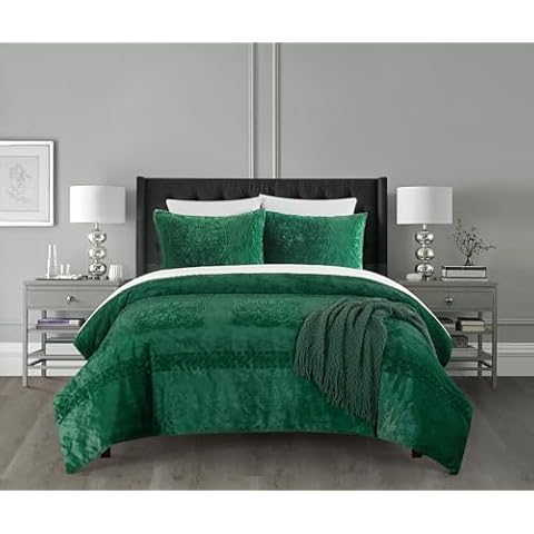 Chic Home Comforter Set Embossed Mandala Pattern Faux Fur Micromink Backing Bedding-Pillow Shams Included Cover