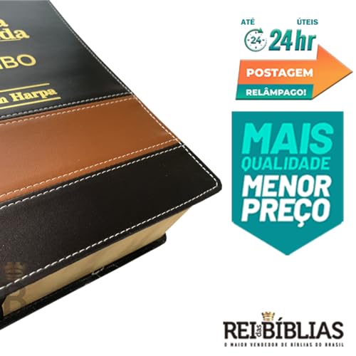 Generic, Bíblia Sagrada Letra Jumbo - LUXO Bicolor - Preta e Caramelo