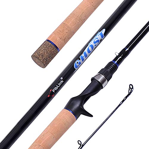 Fiblink Carbon Baitcasting Rod Portable Bass Fishing Rod Fuji Guides Casting Rod 2-Piece & 3-Piece Crank Bait Rod(3-Piece, 7'9'- Medium Heavy)