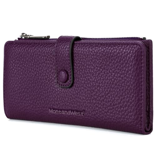 Image of Montana West Wallet Women RFID Blocking Wallets, Card Cases & Money Organizers Wallets with Zipper Coin Pocket, 3 Purple, 7.8 inch * 4.8 inch * 1.5 inch, Vintage