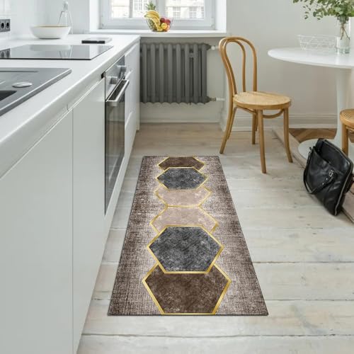 Alfombra moderna lavable de cocina pasillo gris de 40x300 cm 5