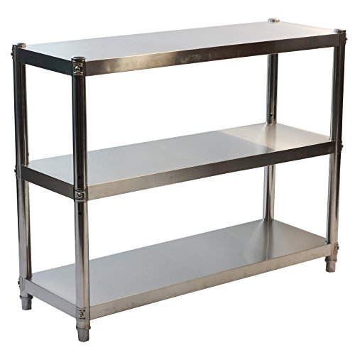 GOLDBEARUK Estantería de cocina de acero inoxidable - Solución de almacenamiento de cocina - 3 niveles (mediano 80 x 80 cm) Cover