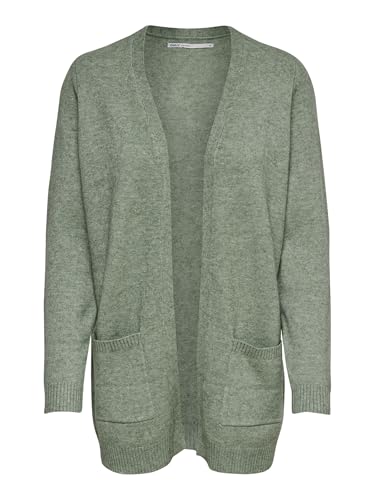 Only Onllesly L/S Open Cardigan Knt Noos Suéter Cardigan, Basil/Detail:W. Melange, XL Mujer