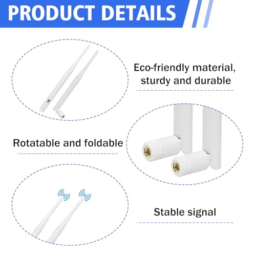 2 Pack External WiFi Antenna, Dual Band 2.4GHz/5GHz/5.8GHz 6dBi SMA Male Aerial, Adjustable Omnidirectional Replacement Antenna for WiFi Router, PCIe Network Card, USB Adapter and Range Extender - Image 4