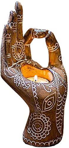 Joylern Buddha Hand Candle Holder Desktop Tealight Buddhist Zen Statues For Home Living Room Decor - Bronze #TOP1