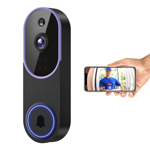 1080p Smart Video Doorbell Camera Wireless, Live View, AI Human Detection, Night Vision, Cloud Storage, 2.4G WiFi, Batte - Detailed View