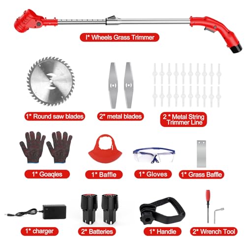 Cordless Strimmer Telescopic Lightweight Grass Trimmer Garden Strimmer,125cm Adjustable Charging Brushless Grass Trimmer with 23 Blades Ideal for Lawn Care,Weed Control,and Garden Maintenance (Red) 4 Cordless Strimmer Telescopic Lightweight Grass Trimmer Garden Strimmer,125cm Adjustable Charging Brushless Grass Trimmer with 23 Blades Ideal for Lawn Care,Weed Control,and Garden Maintenance (Red) - Image 4