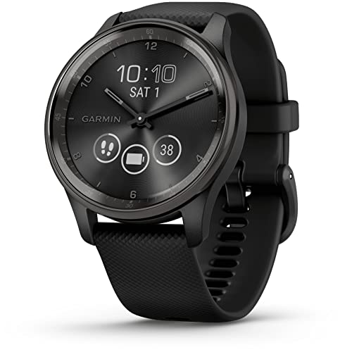 Garmin Vivomove Trend, Elegante Smartwatch Híbrido de 40 mm con Sofisticado Aspecto Analógico, Bisel de Acero Inoxidable y Funciones Inteligentes, Negro (Reacondicionado)