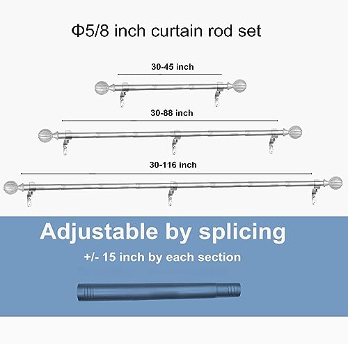 Yafa Home Fashion Adjustable Curtain Rod For Windows, 3/4 Inch Pole Single Curtain Rod With Ball Finials, All Hardware Included. thumb #2