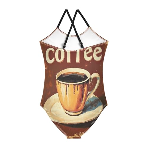 KLL Girls 1 Piecing Swimsuits Swimwear Bathing Suits for Girls 4T Coffee2