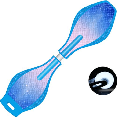 ERNAN Waveboard- Compact Lightweight Caster Board Kids/Teens. Waveboard Kinder Street Surfen Caster Torsion Skateboard Double Decks Casterboards Mit LED Leuchtrollen (Nebula Blue)