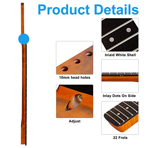 Fannor 22 Fretelectric Guitar Neck Brown Gradient Maple Rosewood Fingerboard 14'' Fingerboard Radius #TOP5
