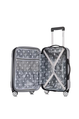 Image of Rockland London Hardside Spinner Wheel Luggage Set, Silver, Carry-On 20-Inch and Tote 14-Inch (F1902-SILVER)