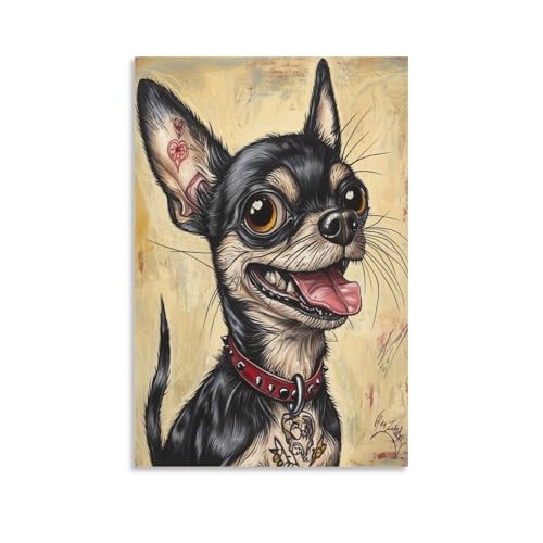Impression sur toile Chihuahua affiche murale grand tableau de décoration 50x75cm