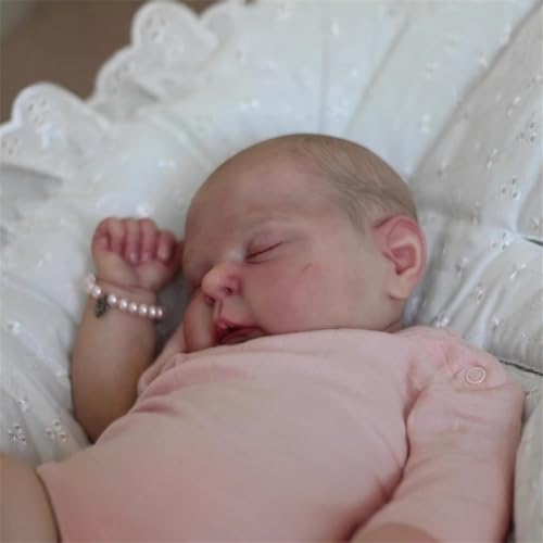 Reborn Baby Realistische - 19 Zoll Reborn Puppe Weichem Stoffkörper Lebensecht Vinyl Babypuppen wie EIN Echtes Schlafendes Baby Puppe Handgefertigte mit Zubehör für Kinder Geschenke Spielzeug – Bild 5