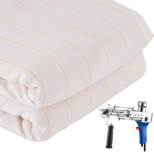 Tissu de tufting avec lignes jaunes marquées lot de 2 toiles de base 150x200