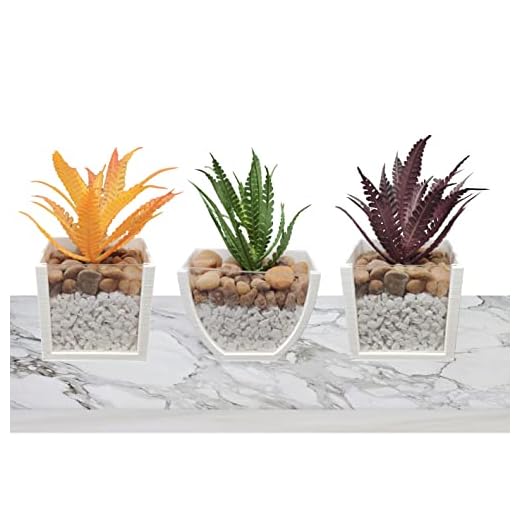 kit com 3 Vasos Arranjos de Plantas Suculentas Artificiais P/Banheiro, otimo para decoração de sua casa