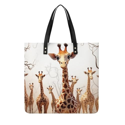 Sac à main cuir blanc 39x39cm avec motif girafe pour femme