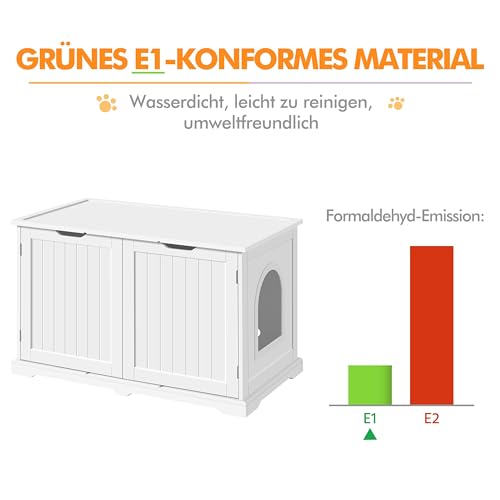 Yaheetech Katzenschrank 95 × 50 × 56 cm Katzenklo katzentoilette XXL mit großem Stauraum, Katzenhaus mit Einzeltür Katzenmöbel Haustier Hunde, Weiß