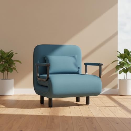 Fabulcozy Chauffeuse Canapé-lit Fauteuil Convertible Grand Confort Coussin Pieds Accoudoirs Métal...