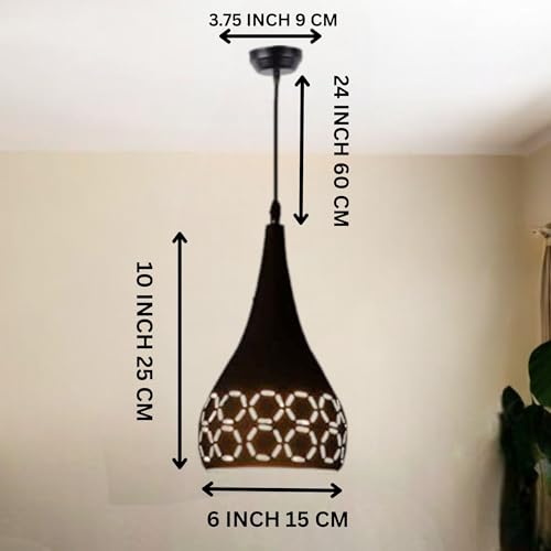 Image of GreyWings Black Aluminium Hanging Light for Home | Designer Pendant Light with E27 Holder, Modern Ceiling Hanging Lamp for (Bulb is not Included) Small Pack of 1