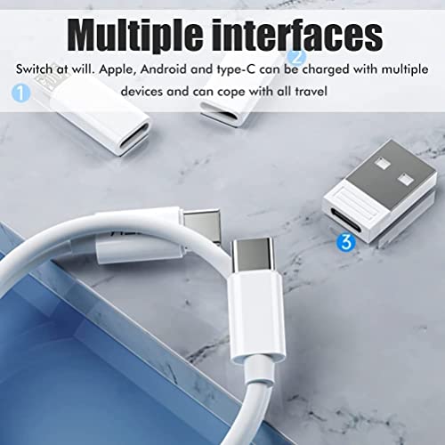 Image of All In One 60W USB Fast Charging Travel Cable Set Type C, Lightening and Micro USB Port Inbuilt Mobile Stand Compatible with iPhone, iPad,Samsung,OnePlus, Mi,Oppo,Vivo,iQOO (White)