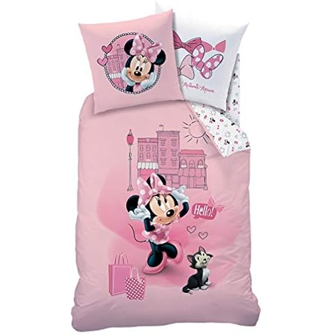 CTI Minnie Maus Flannel/Biber Bettwäsche Bettbezug 135x200 80x80 · Kinderbettwäsche Cover