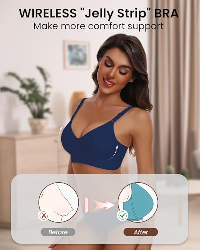 Image of HORISUN Comfortable Seamless Full Coverage Bra for Women Wireless Bras with Soft Support Regular and Plus Size
