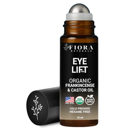 Image of Organic Castor Oil and Frankincense Roll On - 100% Pure Hexane Free Eye Oil for Under Eye, Reduces Wrinkles, Dark Circles & Puffiness, Frankincense Essential Oil for Face Roller by Fiora Naturals