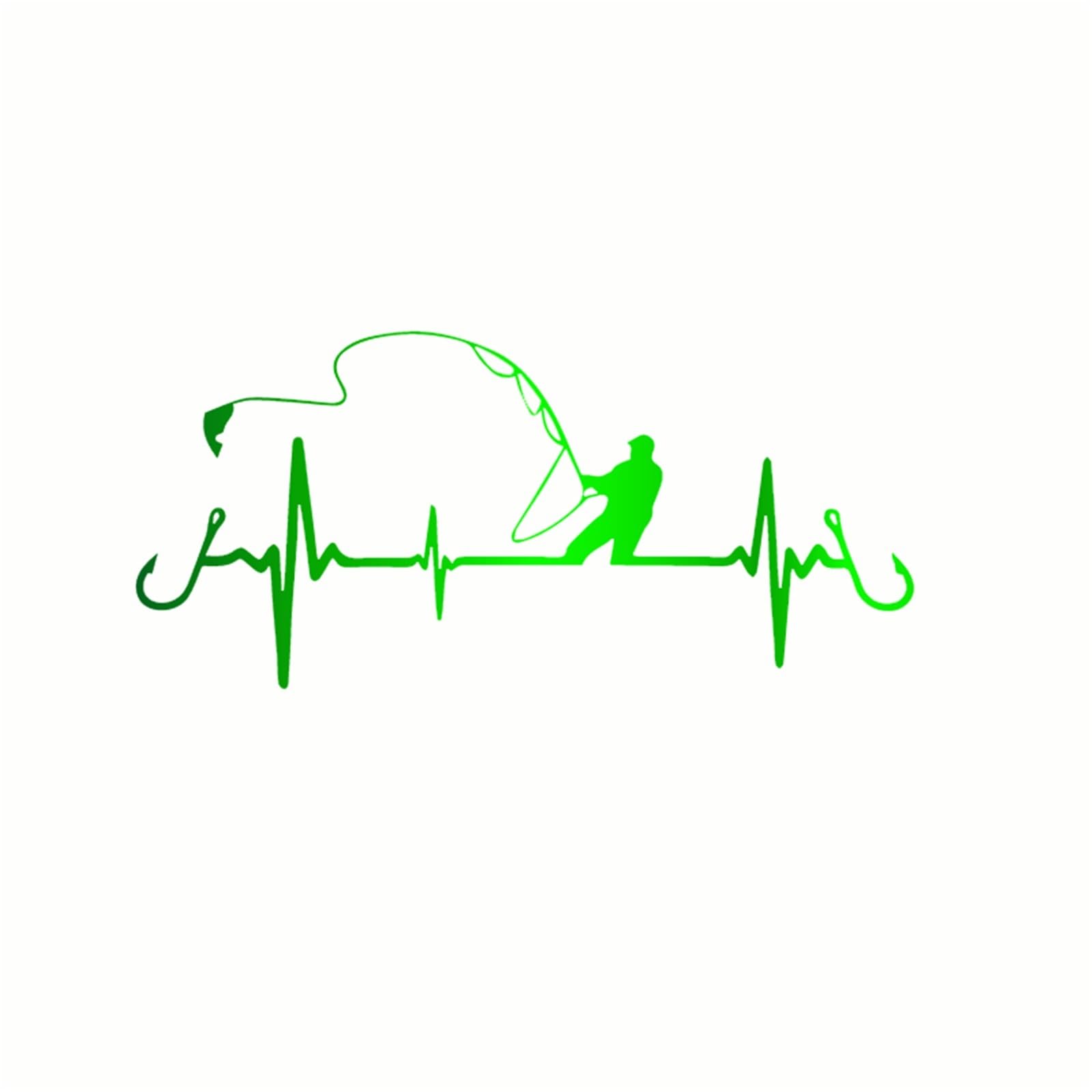HAfgDJ Car Sticker Heartbeat Fishing Styling Funny Decorative Decal Motorcycle 16.7CM*7.7CM
