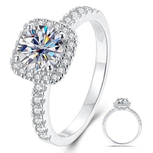 Moissanite Wedding Band Wedding Rings for Women D Color VVS1 Clarity, 925 Sterling Silver with 18K White Gold Plated Engagement Ring Anniversary Band Ideal Gift for Women Size 5~10