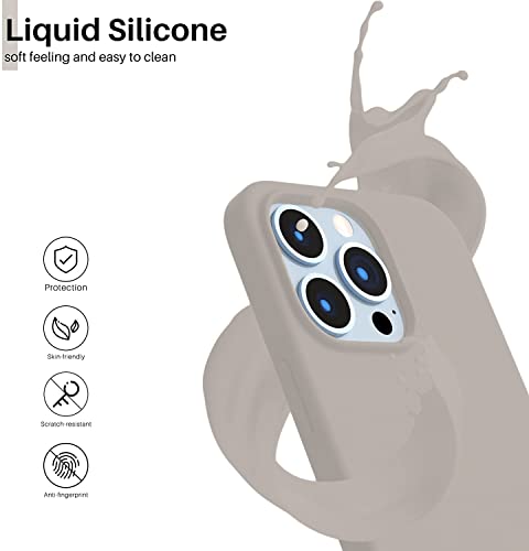 Image of DIZORO Microfiber Candy Case Compatible for iPhone 13 Pro 6.1 Inch Shockproof Slim Back Cover Liquid Silicone Case (Stone Grey)