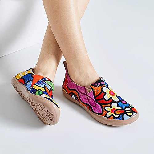 Uin Women's Flats Canvas Lightweight Slip Ons Sneakers Walking Casual Art Painted Travel Shoes Secret Garden (39) #TOP4