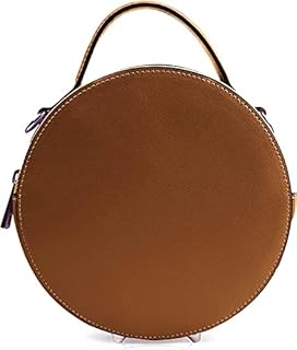 Woodland Leather Italian Designer Handbags For Women, Vera Pelle Genuine Leather Round Cross Body Bag And Top Handle Bag For Ladies With Fashion Shoulder Bag Strap