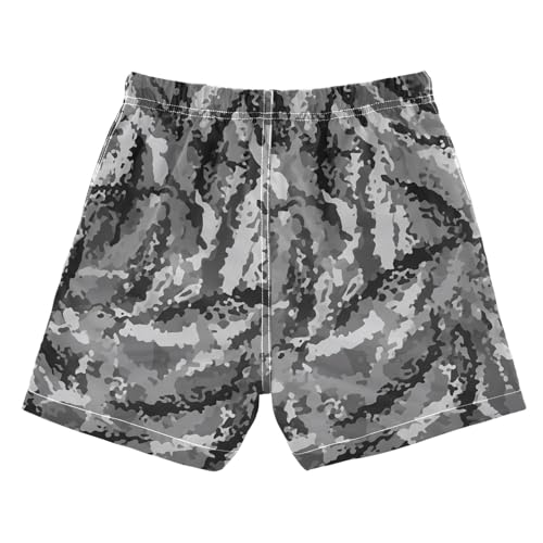 DOMIKING Camouflage Gray Black Toddler Boys' Swim Trunks Mesh Lining Swim Shorts for Beach Pool Gym Adjustable Waist2