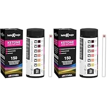 150 Ketone Urine Test Strips, App & Keto Guide eBook Included, Extra-Long for Easy Sampling, Urinalysis Test for Ketosis on Ketogenic and Low-Carb Diets Pack of 2