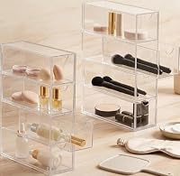 2 Stück Schreibtisch Organizer Büro,Teebeutel Organizer Aufbewahrung mit 4 Schubladen,Durchsichtig Acryl Stapelbar schubladenbox für Teebeuteln, Schreibtischutensilien,Kaffeekapseln, Zucker, Kosmetik – Ansicht 7