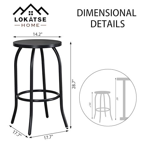 Image of LOKATSE HOME Outdoor Bar Height Stool Metal Bistro Chair Counter Footrest, Set of 4