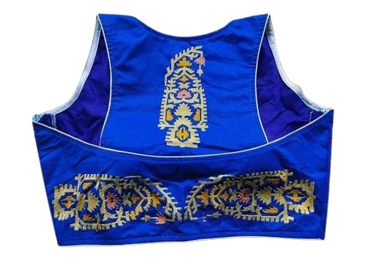 Jamdani Razorcut Sleevless Trendy Blouse Blue-picture-40