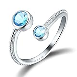 Esberry 925 Sterling Silver Birthstone Adjustable Rings January Birthstone Birth Month Open Rings Bi