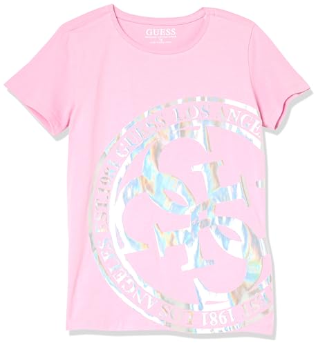 GUESS Girls' Organic Cotton Short Sleeve Graphic Logo Shirt