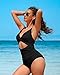 Charmo Womens One Piece Swimsuit Ruched Tummy Control High Cut Backless V Neck Bathing Suits Swimwear Black Medium