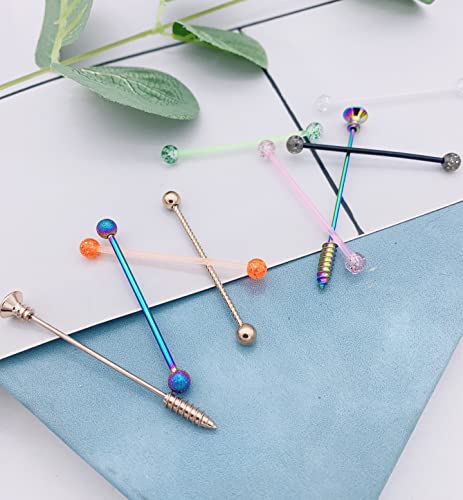 Evelical 30Pcs 14G Stainless Steel Industrial Barbell Earrings For Women Men Cartilage Helix Body Piercing Jewelry 38Mm 1&1/2 Inch Piercing Bar Style C #TOP4