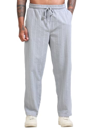 Image of StitchX Men's Airport Look Textured Seersucker Cotton Jogger Trousers S-4XL